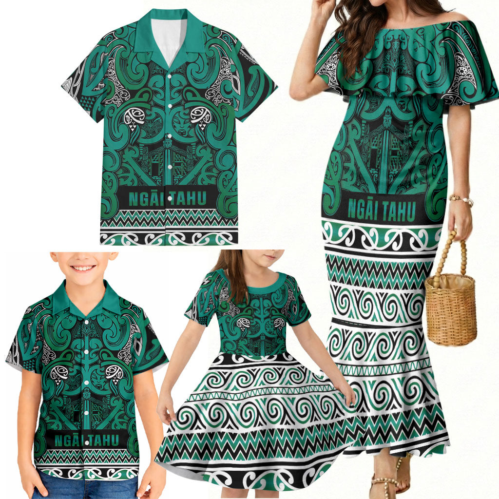 Aotearoa Iwi Ngai Tahu Family Matching Mermaid Dress and Hawaiian Shirt Maori Wharenui House Tribal Pattern LT9 - Polynesian Pride