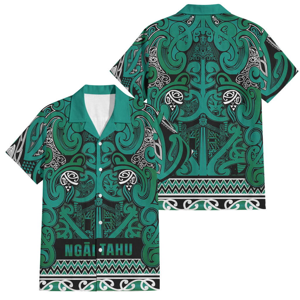 Aotearoa Iwi Ngai Tahu Family Matching Off Shoulder Maxi Dress and Hawaiian Shirt Maori Wharenui House Tribal Pattern
