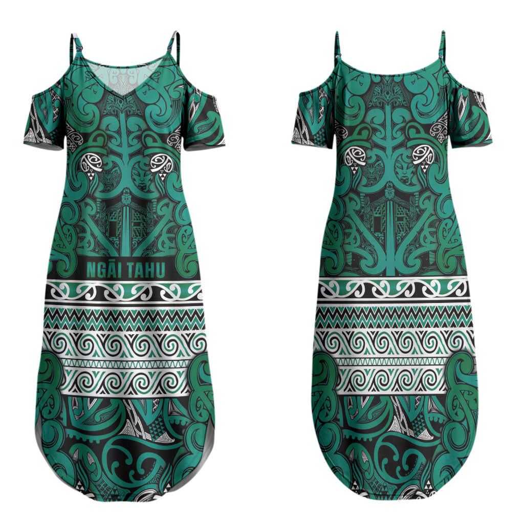 Aotearoa Iwi Ngai Tahu Family Matching Summer Maxi Dress and Hawaiian Shirt Maori Wharenui House Tribal Pattern