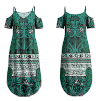 Aotearoa Iwi Ngai Tahu Family Matching Summer Maxi Dress and Hawaiian Shirt Maori Wharenui House Tribal Pattern