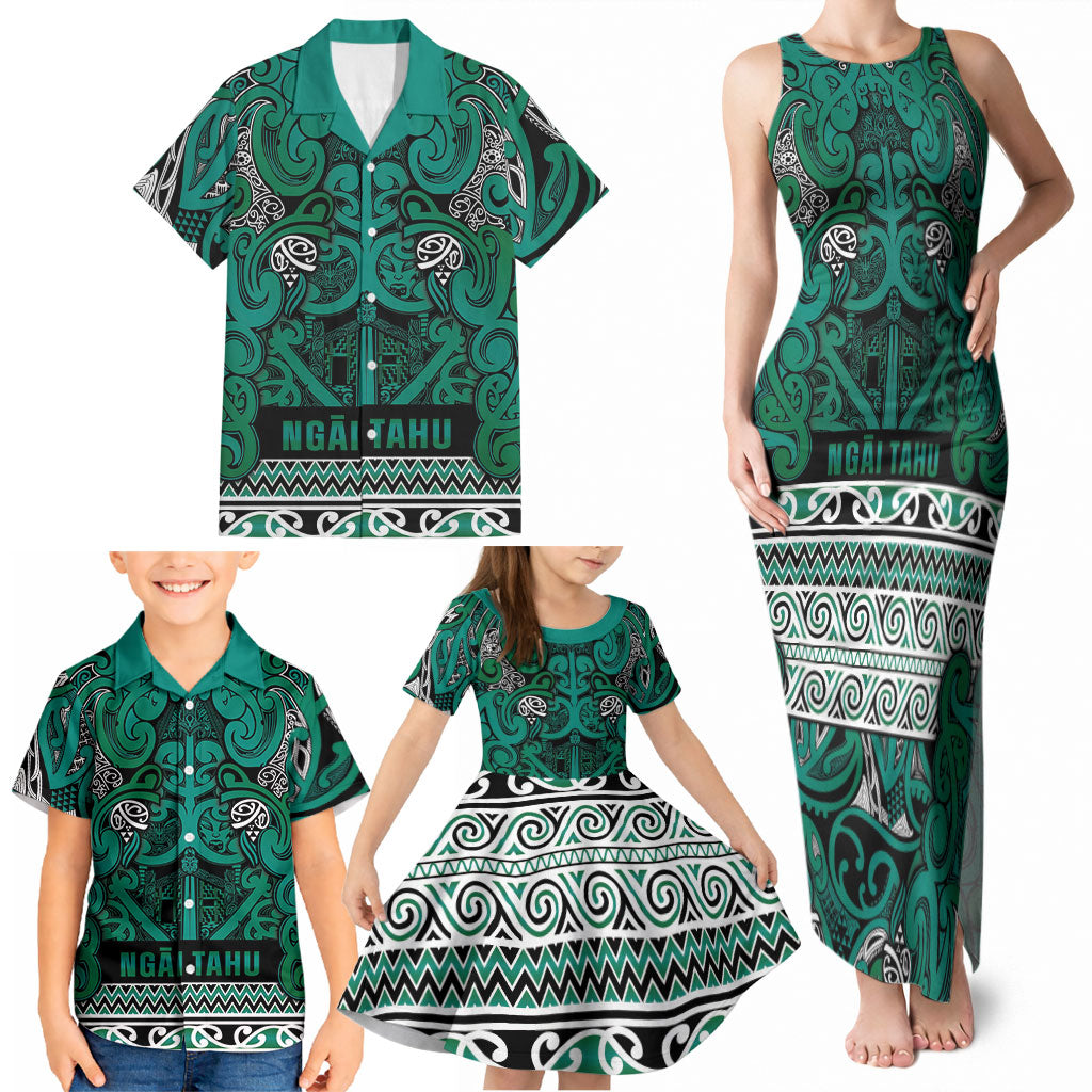 Aotearoa Iwi Ngai Tahu Family Matching Tank Maxi Dress and Hawaiian Shirt Maori Wharenui House Tribal Pattern LT9 - Polynesian Pride