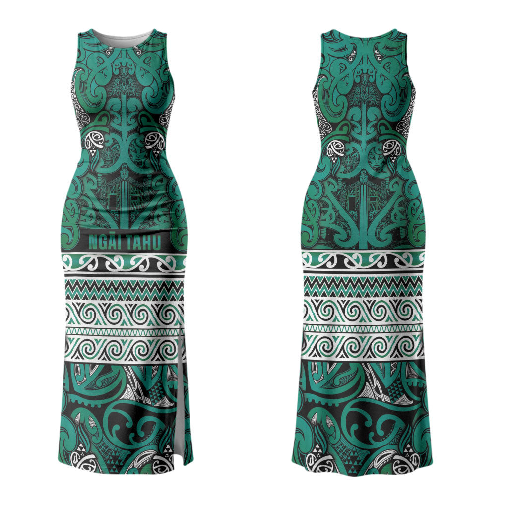 Aotearoa Iwi Ngai Tahu Family Matching Tank Maxi Dress and Hawaiian Shirt Maori Wharenui House Tribal Pattern