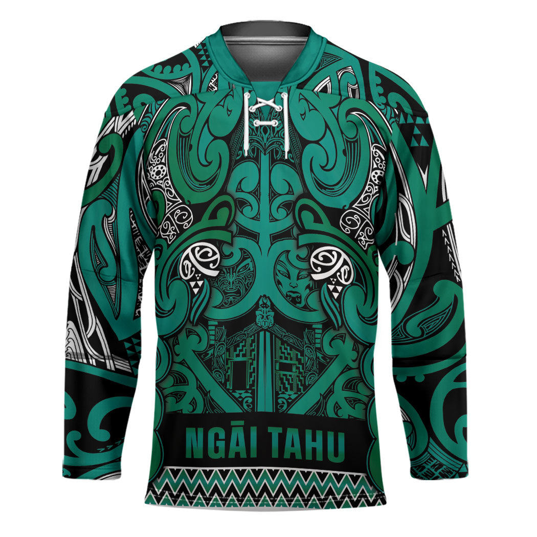 Aotearoa Iwi Ngai Tahu Hockey Jersey Maori Wharenui House Tribal Pattern LT9 Unisex Turquoise - Polynesian Pride