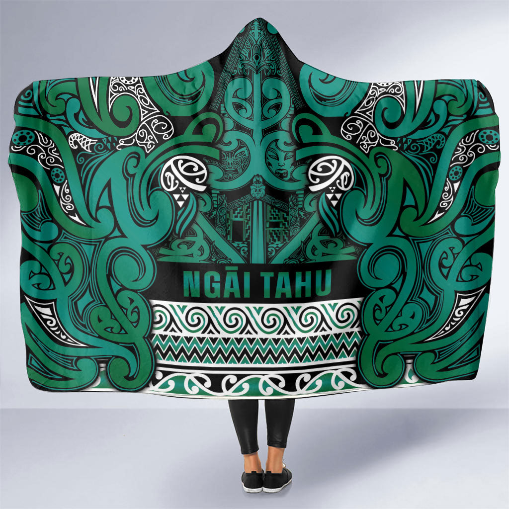Aotearoa Iwi Ngai Tahu Hooded Blanket Maori Wharenui House Tribal Pattern LT9 One Size Turquoise - Polynesian Pride