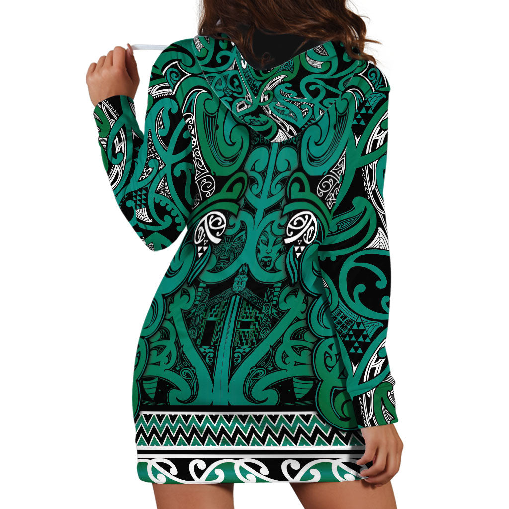 Aotearoa Iwi Ngai Tahu Hoodie Dress Maori Wharenui House Tribal Pattern