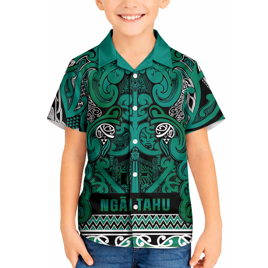 Aotearoa Iwi Ngai Tahu Kid Hawaiian Shirt Maori Wharenui House Tribal Pattern