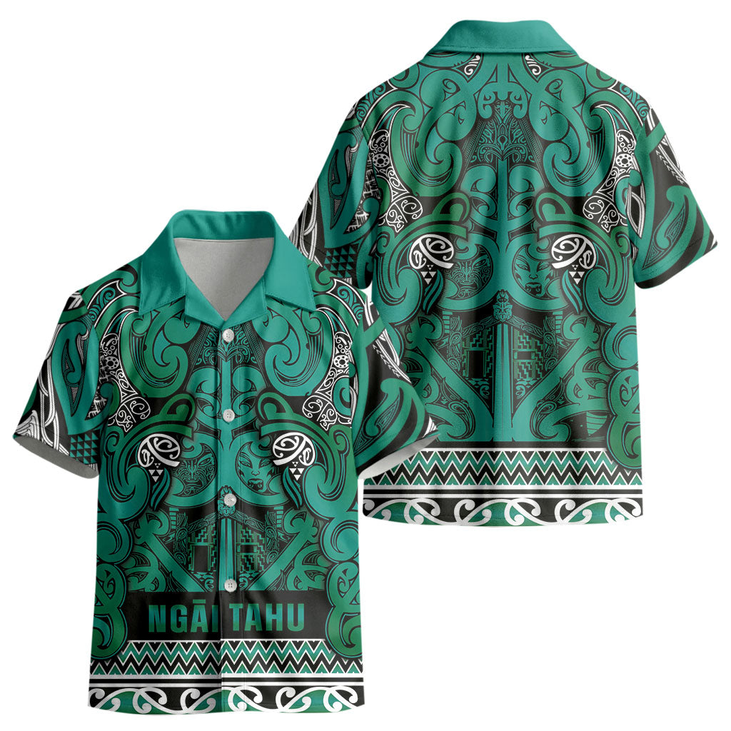 Aotearoa Iwi Ngai Tahu Kid Hawaiian Shirt Maori Wharenui House Tribal Pattern