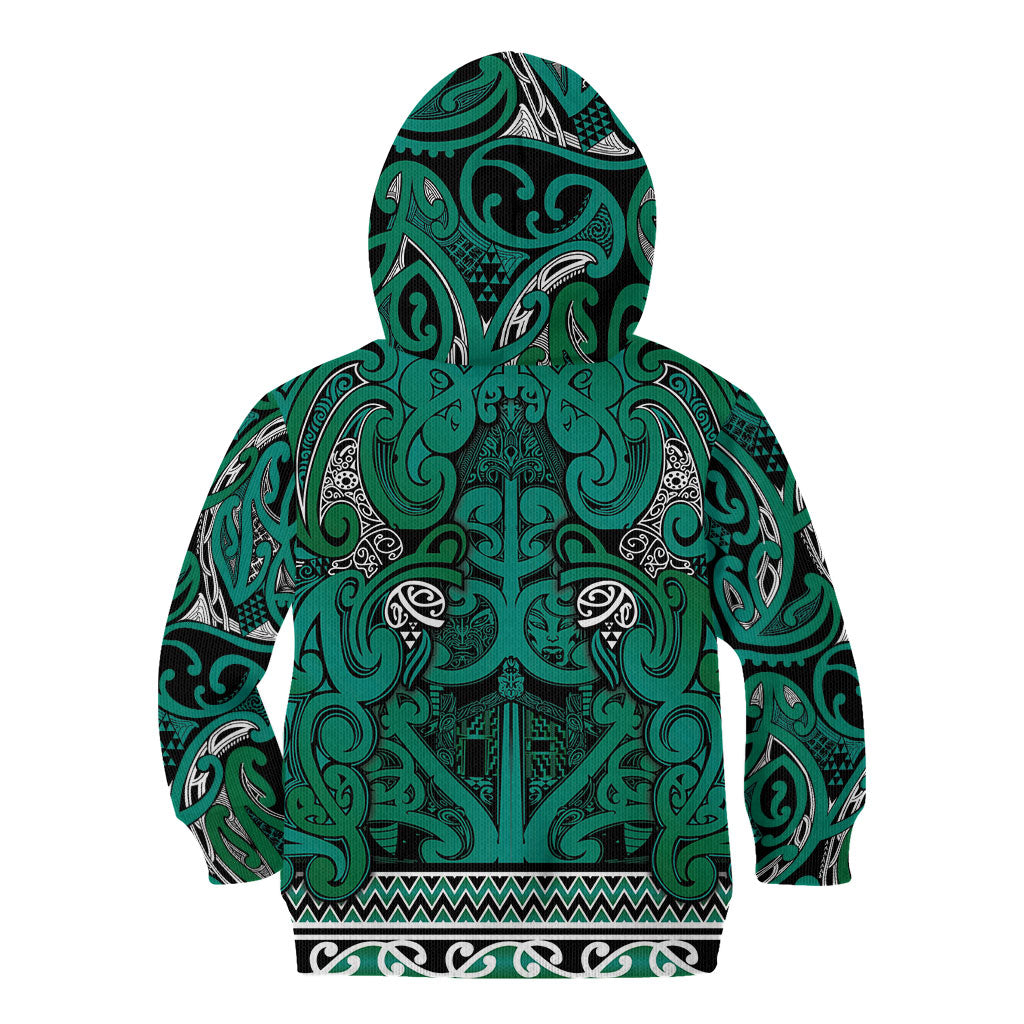 Aotearoa Iwi Ngai Tahu Kid Hoodie Maori Wharenui House Tribal Pattern