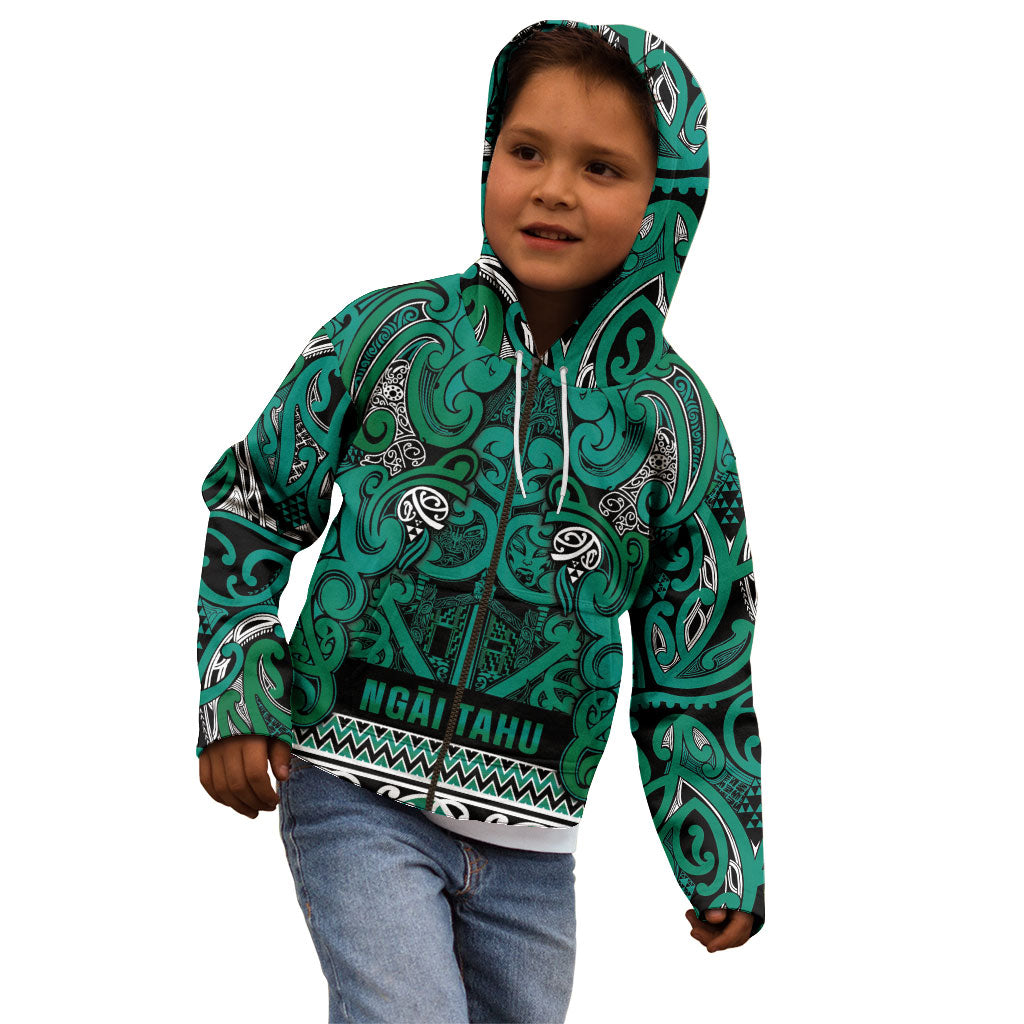 Aotearoa Iwi Ngai Tahu Kid Hoodie Maori Wharenui House Tribal Pattern