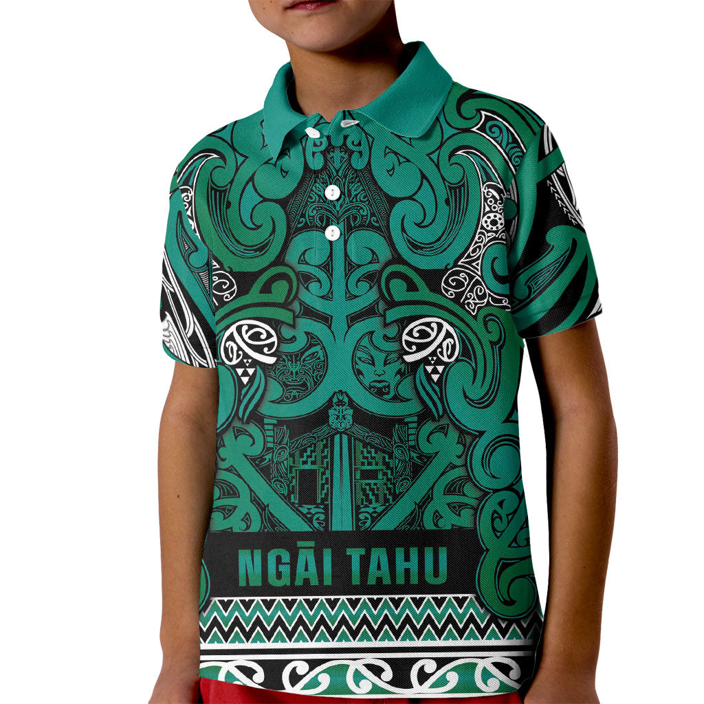Aotearoa Iwi Ngai Tahu Kid Polo Shirt Maori Wharenui House Tribal Pattern LT9 Kid Turquoise - Polynesian Pride