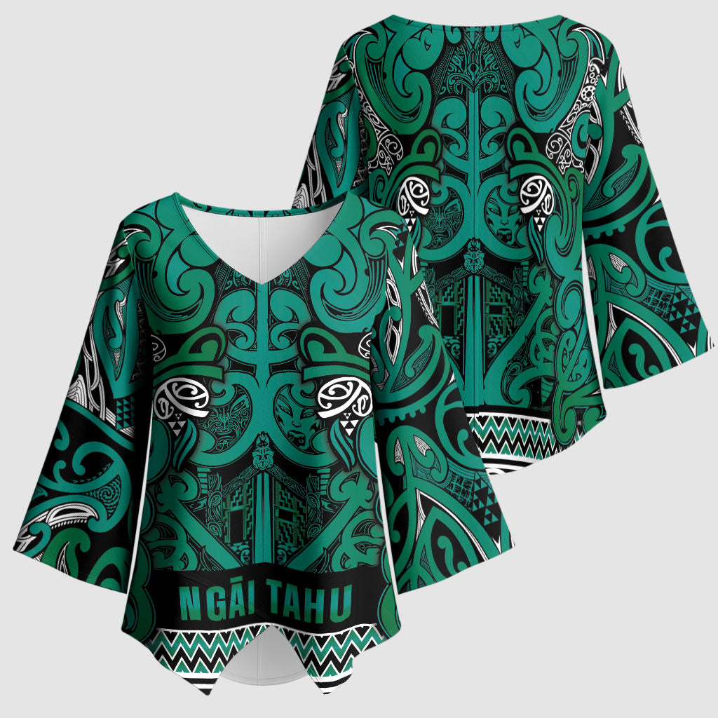 Aotearoa Iwi Ngai Tahu Kimono Sleeve Blouse Maori Wharenui House Tribal Pattern
