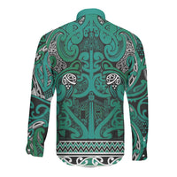 Aotearoa Iwi Ngai Tahu Long Sleeve Button Shirt Maori Wharenui House Tribal Pattern