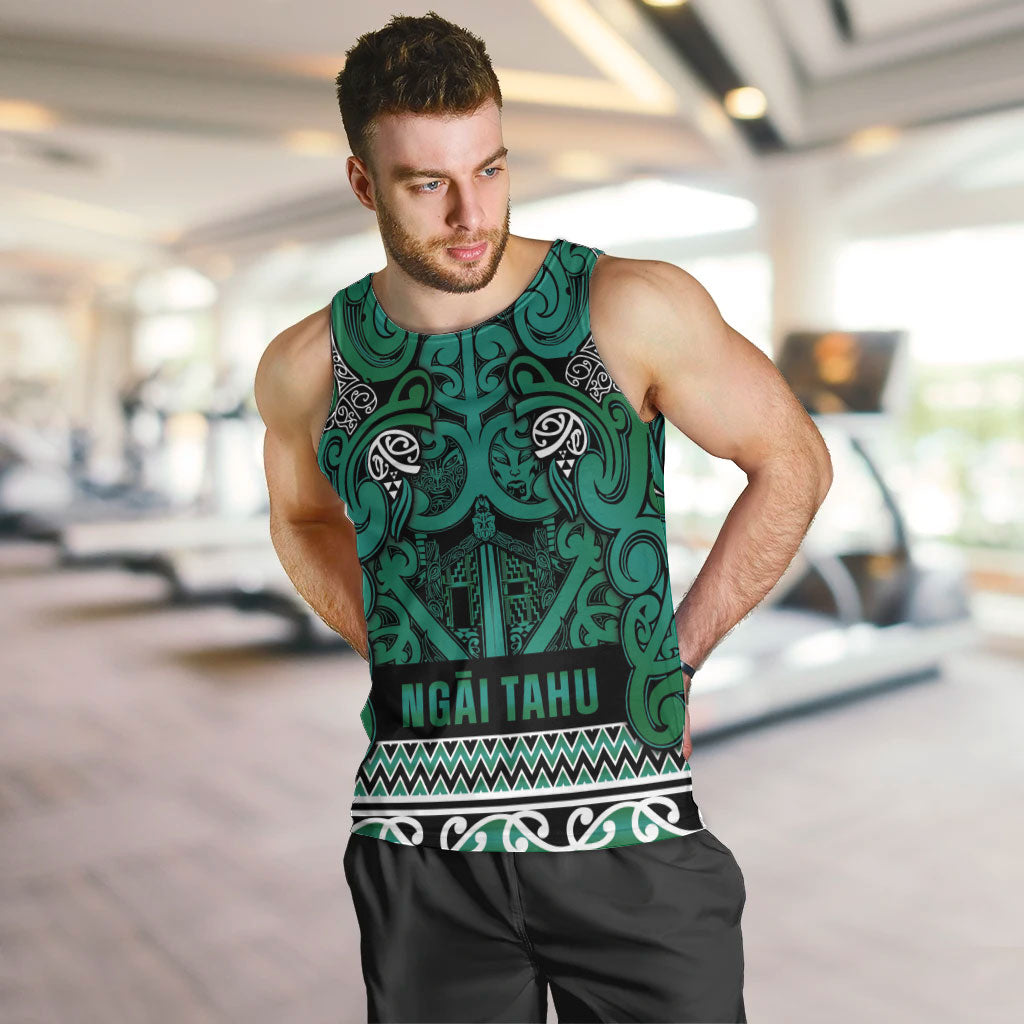 Aotearoa Iwi Ngai Tahu Men Tank Top Maori Wharenui House Tribal Pattern LT9 Turquoise - Polynesian Pride
