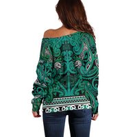 Aotearoa Iwi Ngai Tahu Off Shoulder Sweater Maori Wharenui House Tribal Pattern