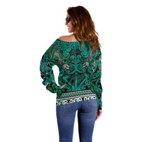 Aotearoa Iwi Ngai Tahu Off Shoulder Sweater Maori Wharenui House Tribal Pattern