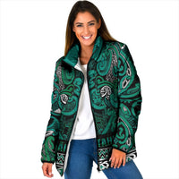 Aotearoa Iwi Ngai Tahu Padded Jacket Maori Wharenui House Tribal Pattern