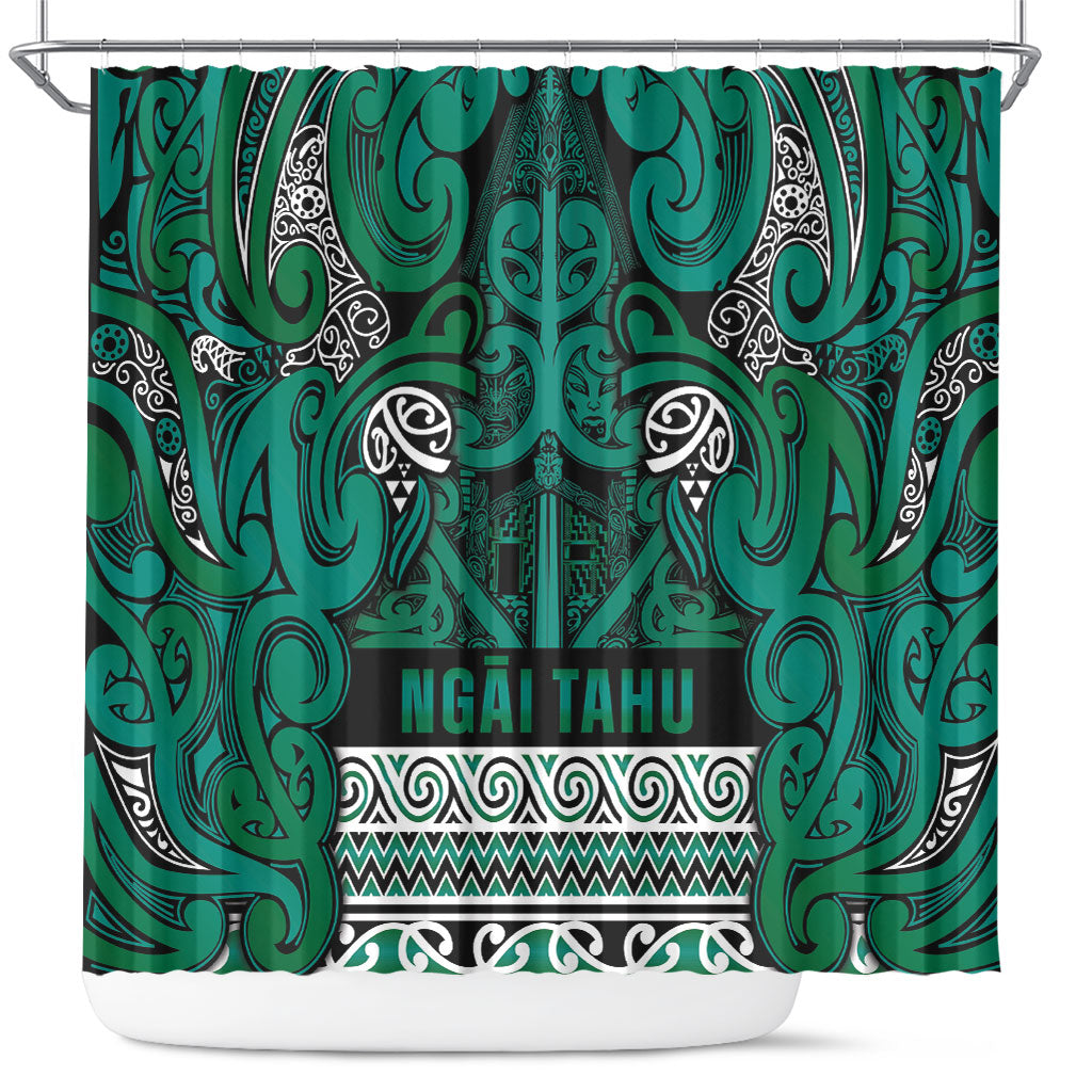 Aotearoa Iwi Ngai Tahu Shower Curtain Maori Wharenui House Tribal Pattern LT9 Turquoise - Polynesian Pride