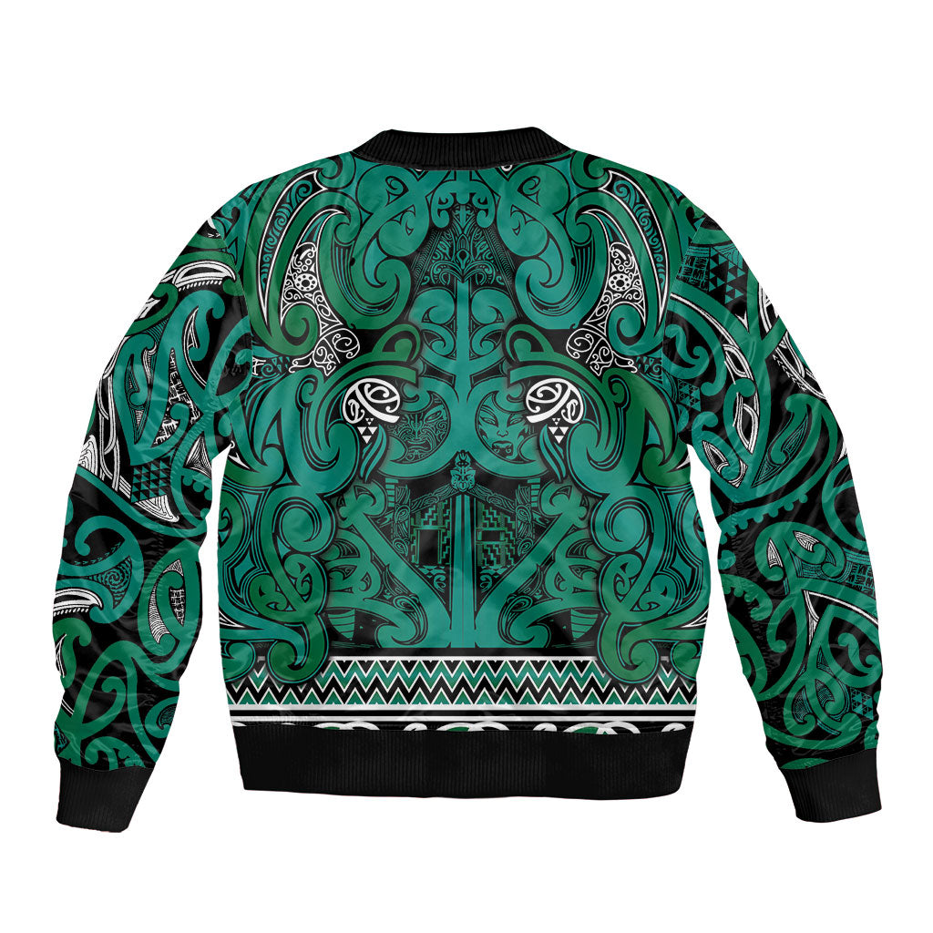 Aotearoa Iwi Ngai Tahu Sleeve Zip Bomber Jacket Maori Wharenui House Tribal Pattern