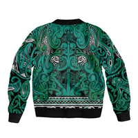 Aotearoa Iwi Ngai Tahu Sleeve Zip Bomber Jacket Maori Wharenui House Tribal Pattern