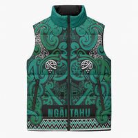 Aotearoa Iwi Ngai Tahu Sleeveless Puffer Jacket Maori Wharenui House Tribal Pattern