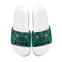Aotearoa Iwi Ngai Tahu Slide Sandals Maori Wharenui House Tribal Pattern