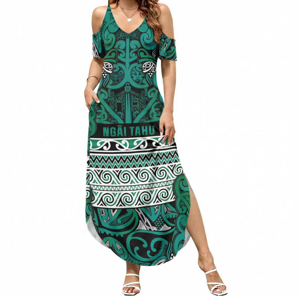 Aotearoa Iwi Ngai Tahu Summer Maxi Dress Maori Wharenui House Tribal Pattern