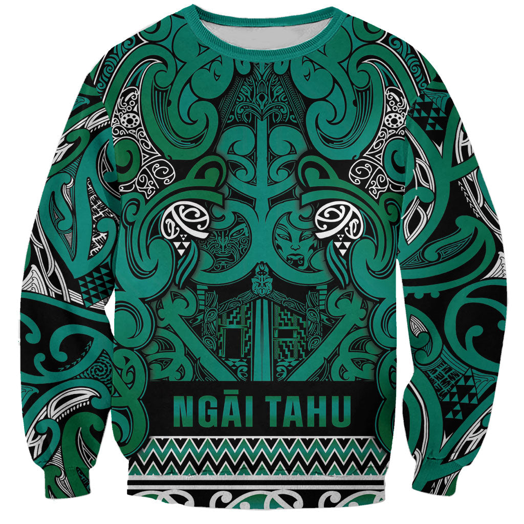 Aotearoa Iwi Ngai Tahu Sweatshirt Maori Wharenui House Tribal Pattern LT9 Unisex Turquoise - Polynesian Pride