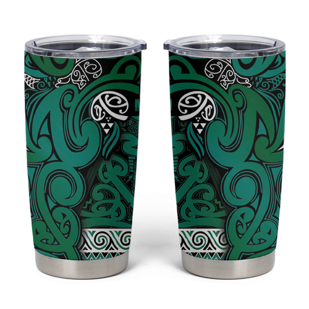 Aotearoa Iwi Ngai Tahu Tumbler Cup Maori Wharenui House Tribal Pattern LT9 Turquoise - Polynesian Pride