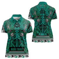 Aotearoa Iwi Ngai Tahu Women Polo Shirt Maori Wharenui House Tribal Pattern
