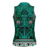 Aotearoa Iwi Ngai Tahu Women Sleeveless Polo Shirt Maori Wharenui House Tribal Pattern
