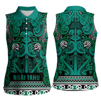 Aotearoa Iwi Ngai Tahu Women Sleeveless Polo Shirt Maori Wharenui House Tribal Pattern