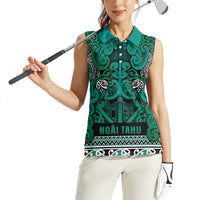 Aotearoa Iwi Ngai Tahu Women Sleeveless Polo Shirt Maori Wharenui House Tribal Pattern