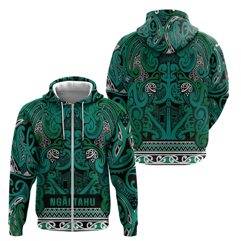Aotearoa Iwi Ngai Tahu Zip Hoodie Maori Wharenui House Tribal Pattern