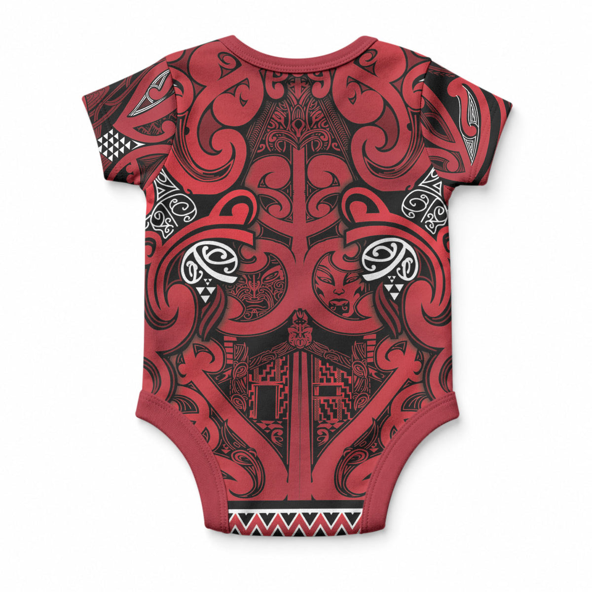 Aotearoa Iwi Ngati Kahungunu Baby Onesie Maori Wharenui House Tribal Pattern