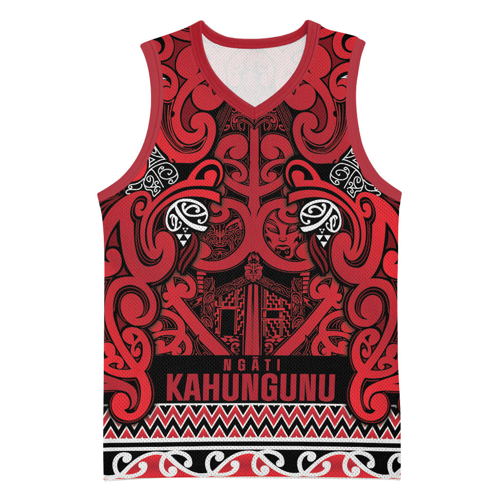 Aotearoa Iwi Ngati Kahungunu Basketball Jersey Maori Wharenui House Tribal Pattern LT9 Unisex Dark red - Polynesian Pride