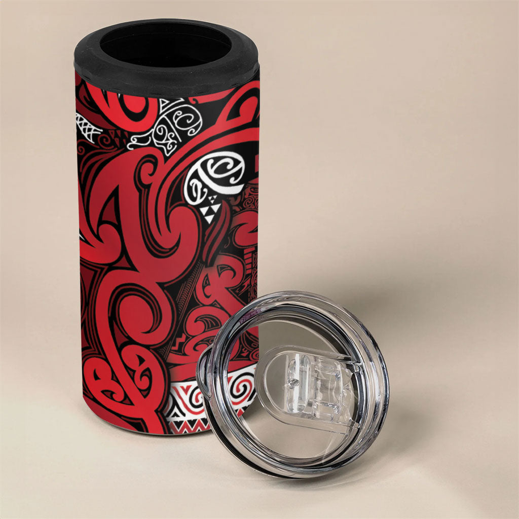Aotearoa Iwi Ngati Kahungunu 4 in 1 Can Cooler Tumbler Maori Wharenui House Tribal Pattern