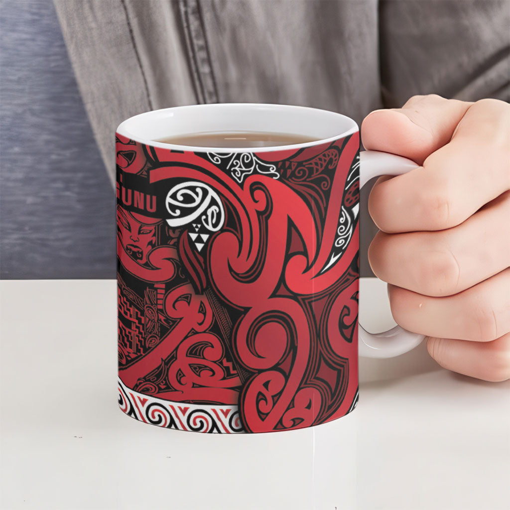 Aotearoa Iwi Ngati Kahungunu Ceramic Mug Maori Wharenui House Tribal Pattern