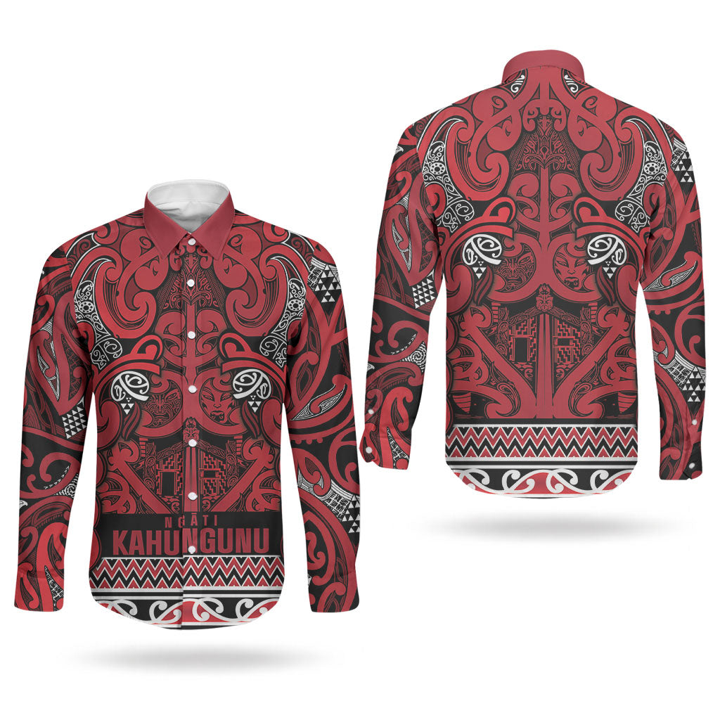 Aotearoa Iwi Ngati Kahungunu Couples Matching Mermaid Dress and Long Sleeve Button Shirt Maori Wharenui House Tribal Pattern