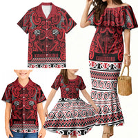 Aotearoa Iwi Ngati Kahungunu Family Matching Mermaid Dress and Hawaiian Shirt Maori Wharenui House Tribal Pattern