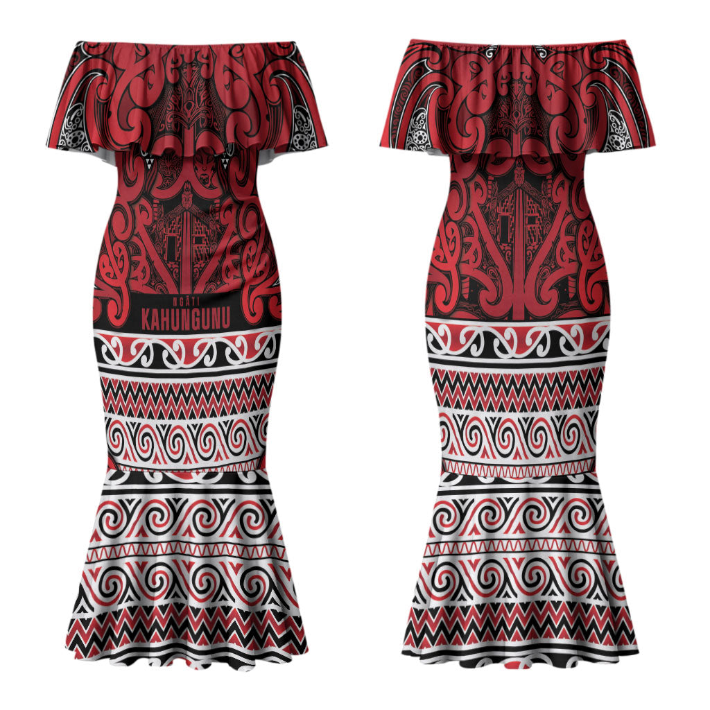 Aotearoa Iwi Ngati Kahungunu Family Matching Mermaid Dress and Hawaiian Shirt Maori Wharenui House Tribal Pattern