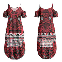 Aotearoa Iwi Ngati Kahungunu Family Matching Summer Maxi Dress and Hawaiian Shirt Maori Wharenui House Tribal Pattern