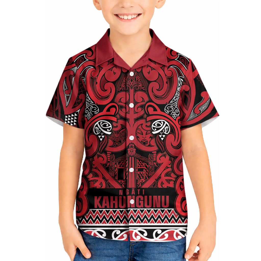 Aotearoa Iwi Ngati Kahungunu Kid Hawaiian Shirt Maori Wharenui House Tribal Pattern