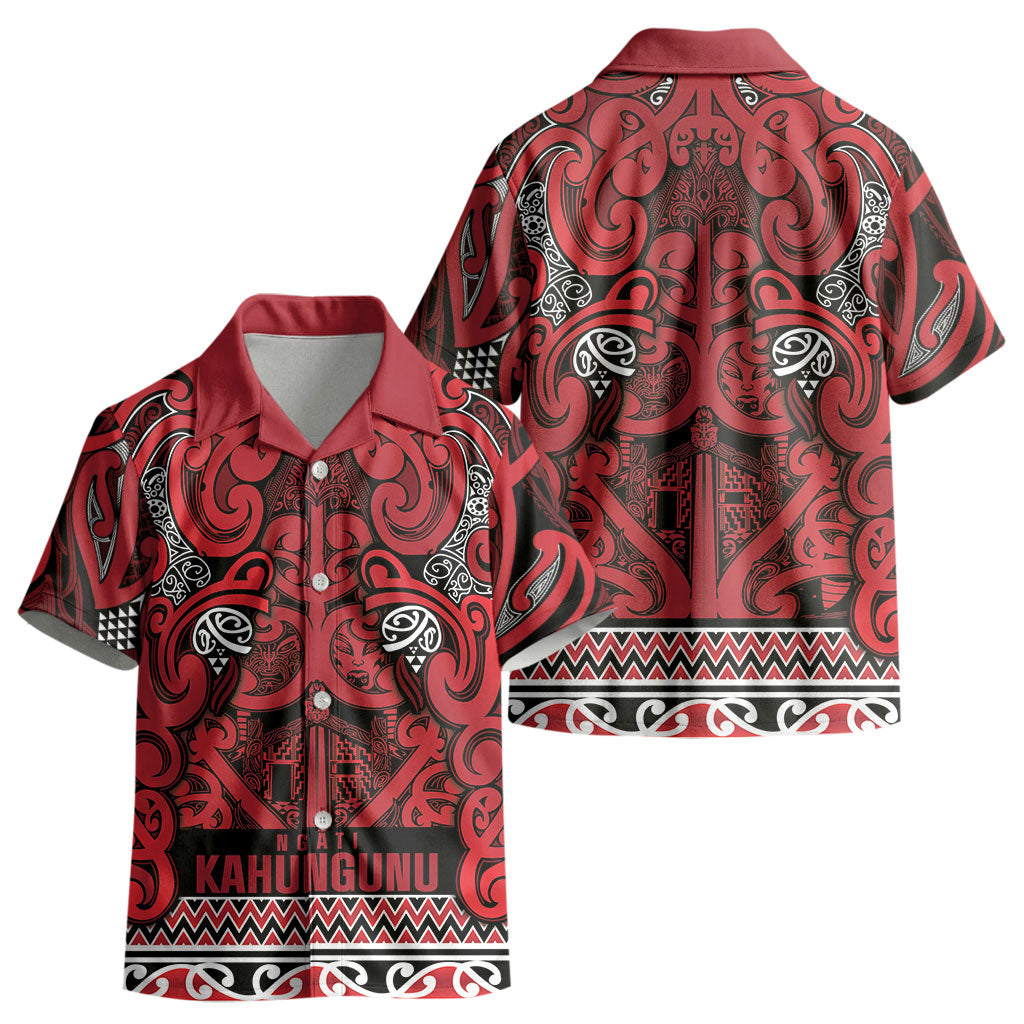 Aotearoa Iwi Ngati Kahungunu Kid Hawaiian Shirt Maori Wharenui House Tribal Pattern
