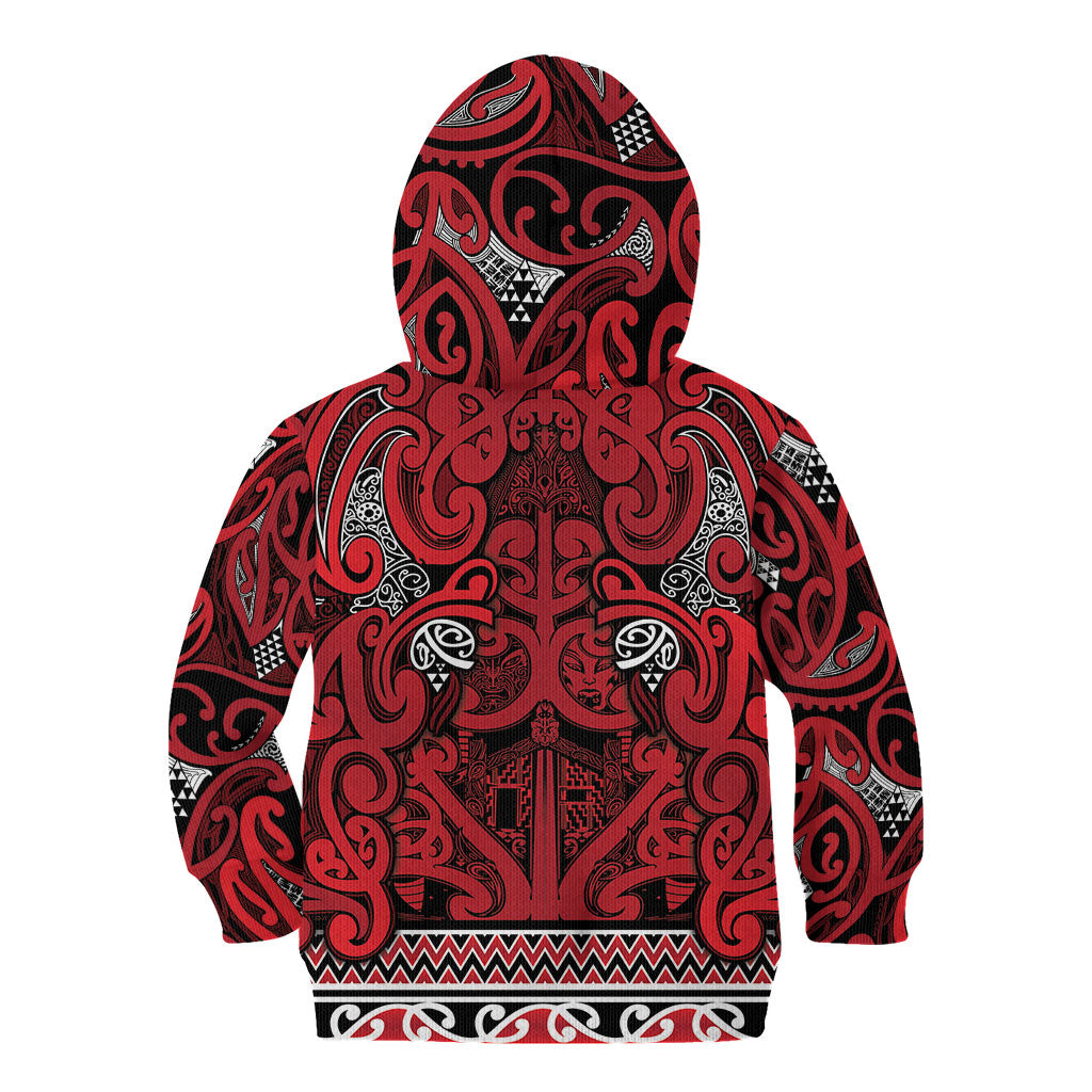 Aotearoa Iwi Ngati Kahungunu Kid Hoodie Maori Wharenui House Tribal Pattern