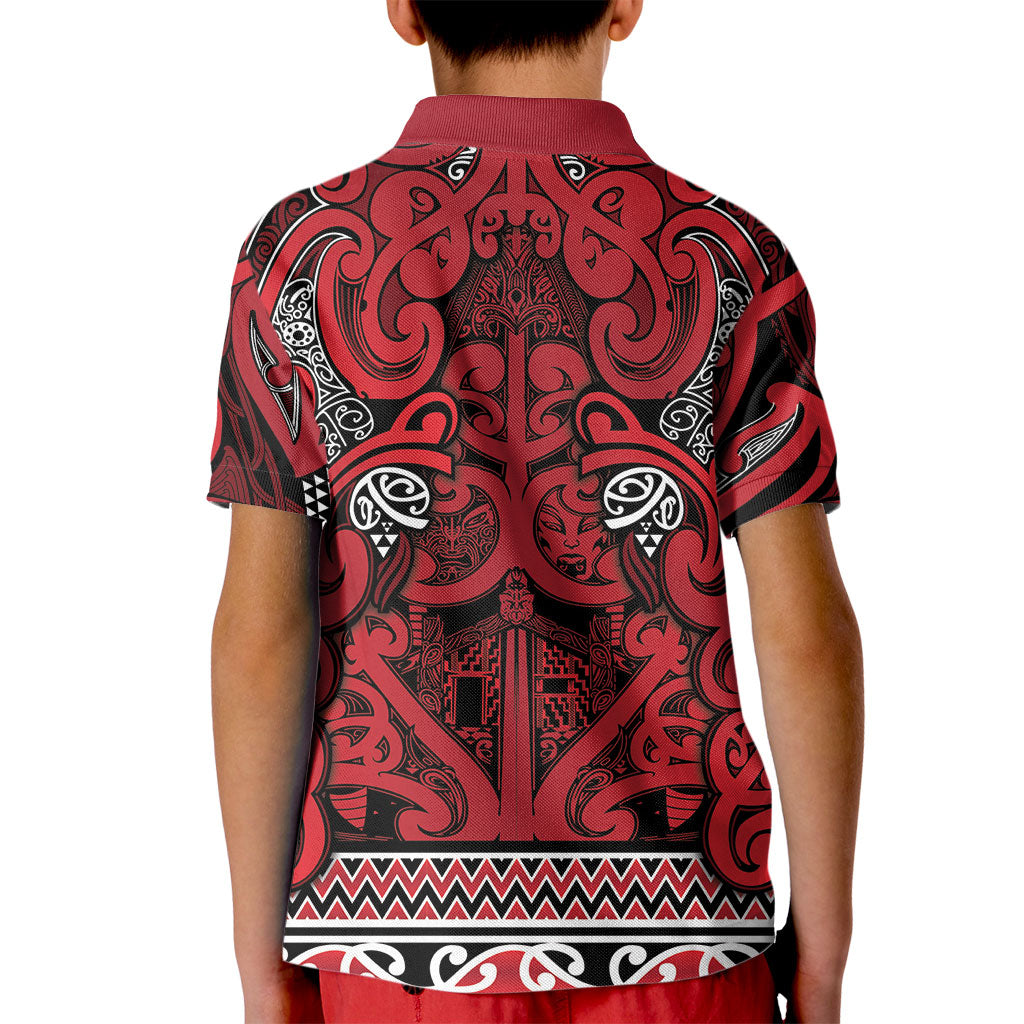 Aotearoa Iwi Ngati Kahungunu Kid Polo Shirt Maori Wharenui House Tribal Pattern