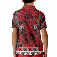Aotearoa Iwi Ngati Kahungunu Kid Polo Shirt Maori Wharenui House Tribal Pattern