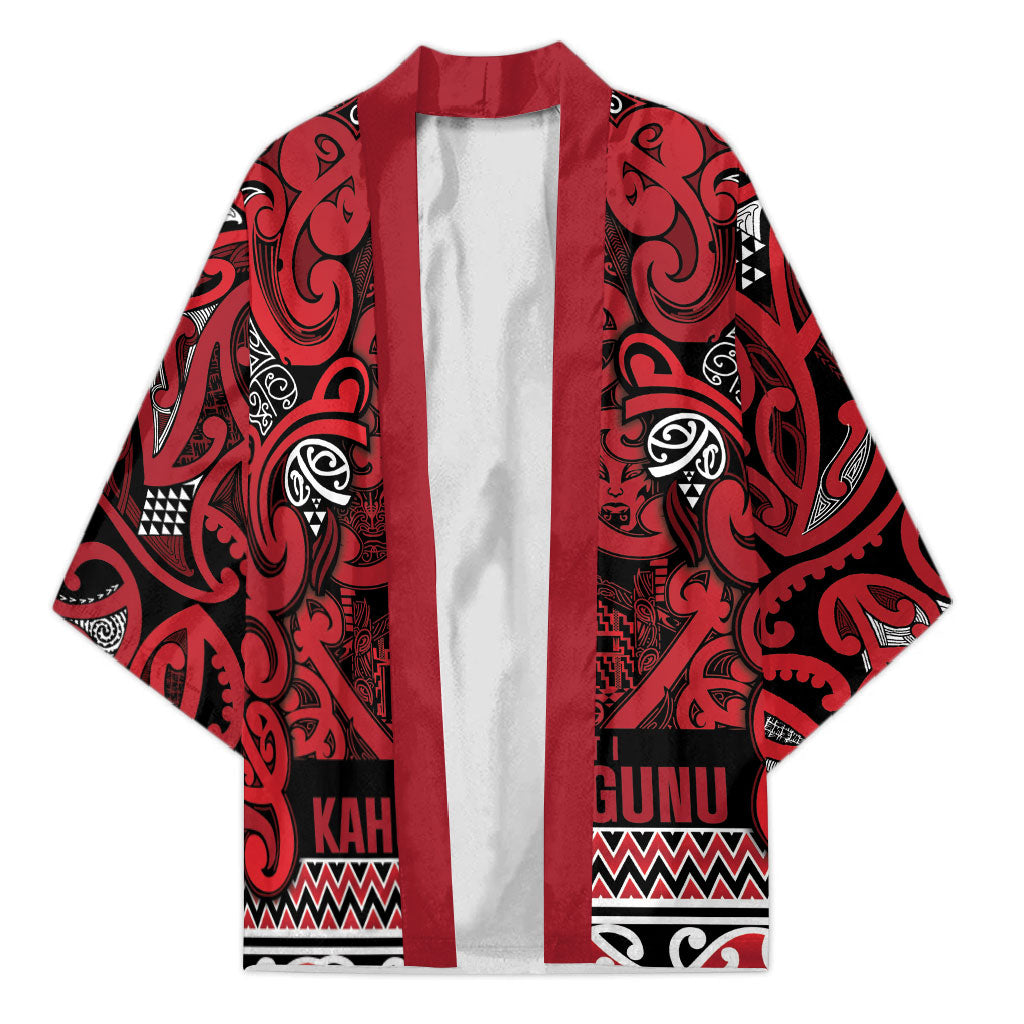 Aotearoa Iwi Ngati Kahungunu Kimono Maori Wharenui House Tribal Pattern LT9 Unisex Dark red - Polynesian Pride