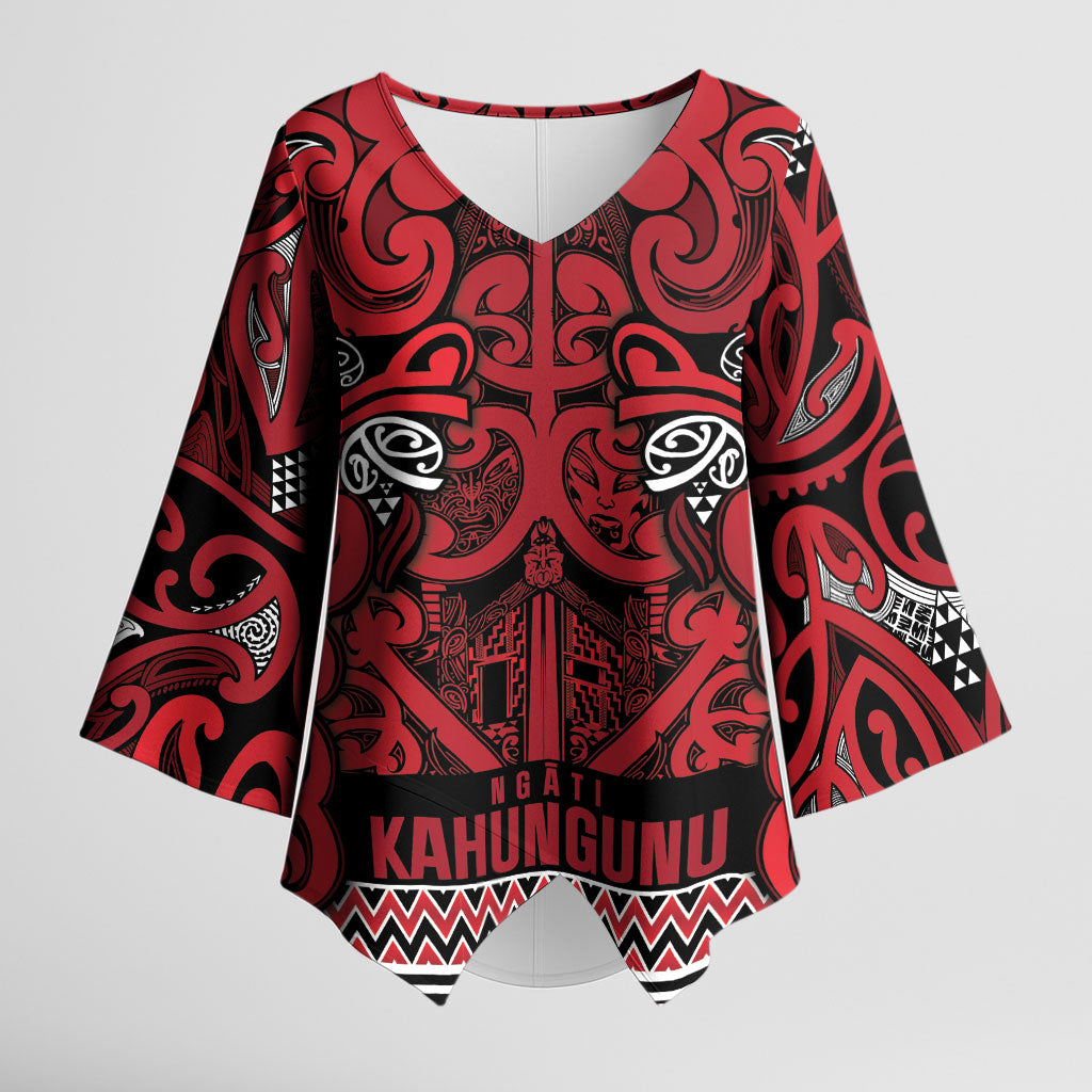 Aotearoa Iwi Ngati Kahungunu Kimono Sleeve Blouse Maori Wharenui House Tribal Pattern