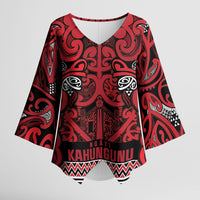 Aotearoa Iwi Ngati Kahungunu Kimono Sleeve Blouse Maori Wharenui House Tribal Pattern