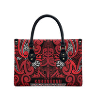 Aotearoa Iwi Ngati Kahungunu Leather Bag Maori Wharenui House Tribal Pattern